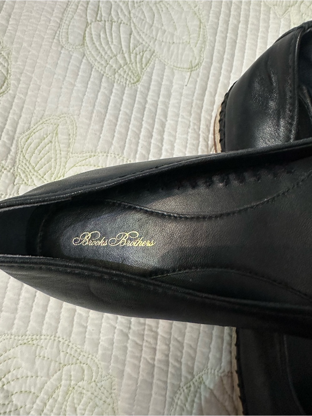 Brooks Brothers Black Genuine Leather Ballet Espadrille Flats - Women's size 7.5 - Picture 4 of 6